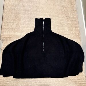 🐑 Rachel Zoe Black Half-Zip Poncho Cape - OS​​